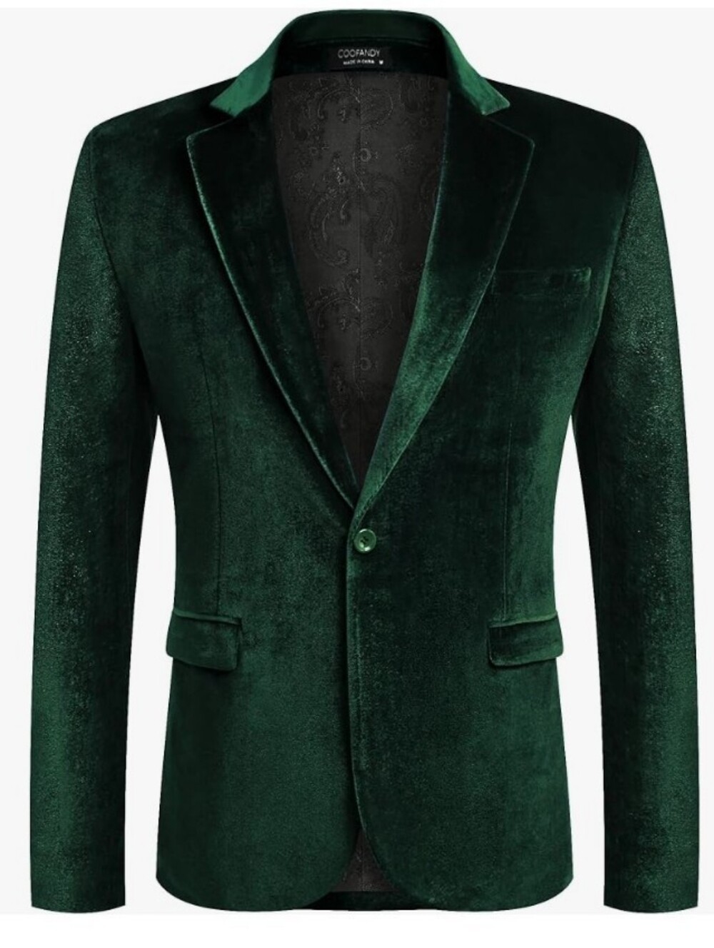 Coofandy Men's Emerald Green Velvet Blazer Size Large NWT